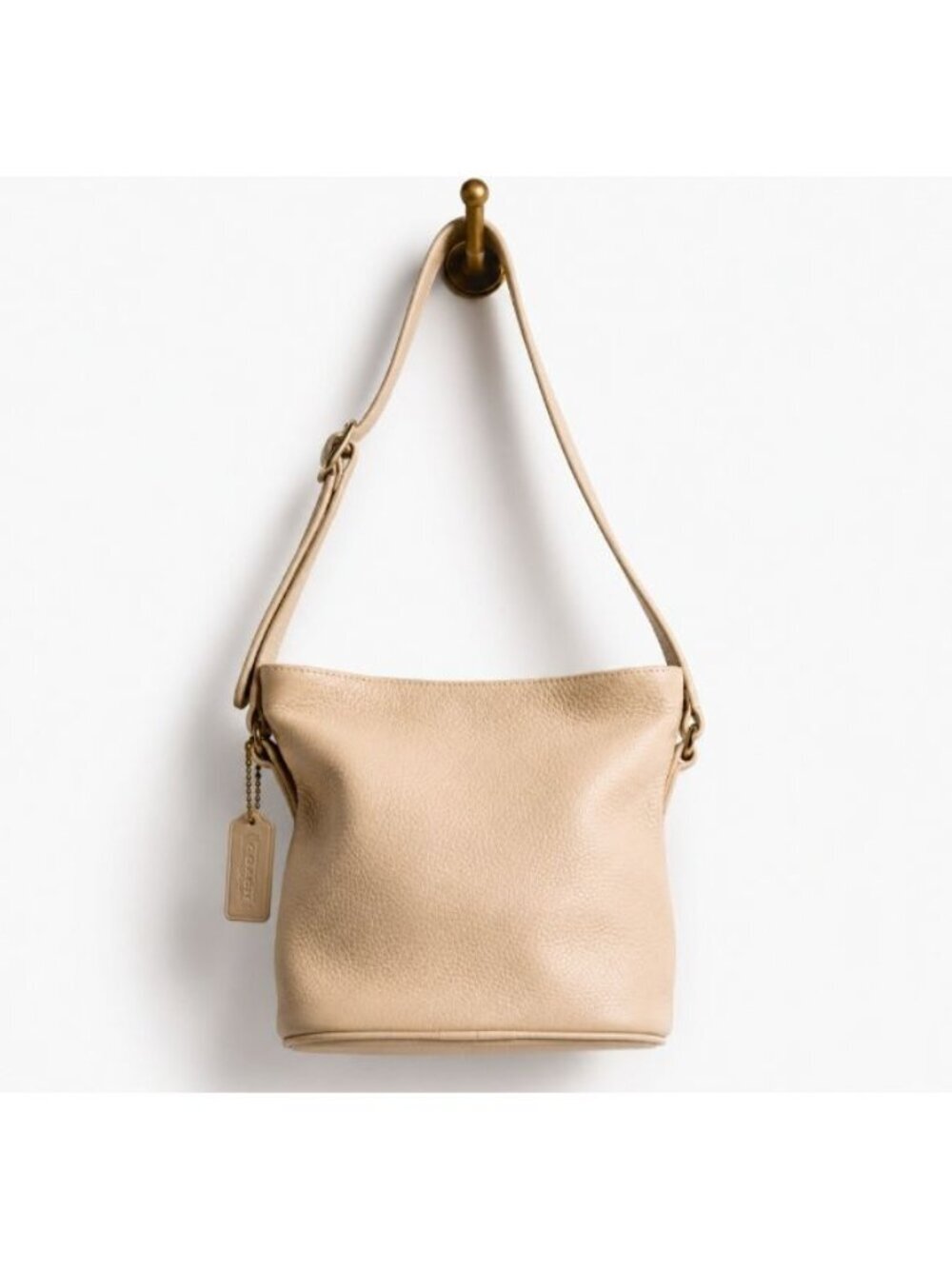 Vintage Coach Ivory Leather Small Bucket Zip Bag 4907 NWT Costa Rica COA
